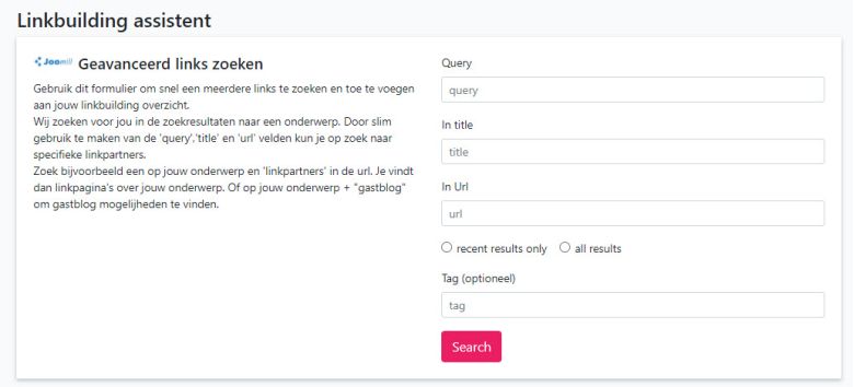Relevante linkpartners SEO Dashboard